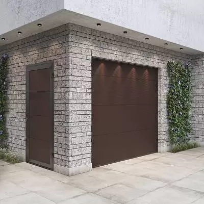 Гаражные секционные ворота с дверью серии Trend
