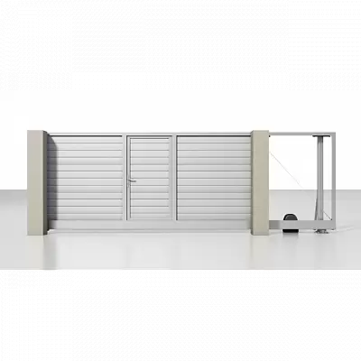 Откатные ворота со встроенной калиткой